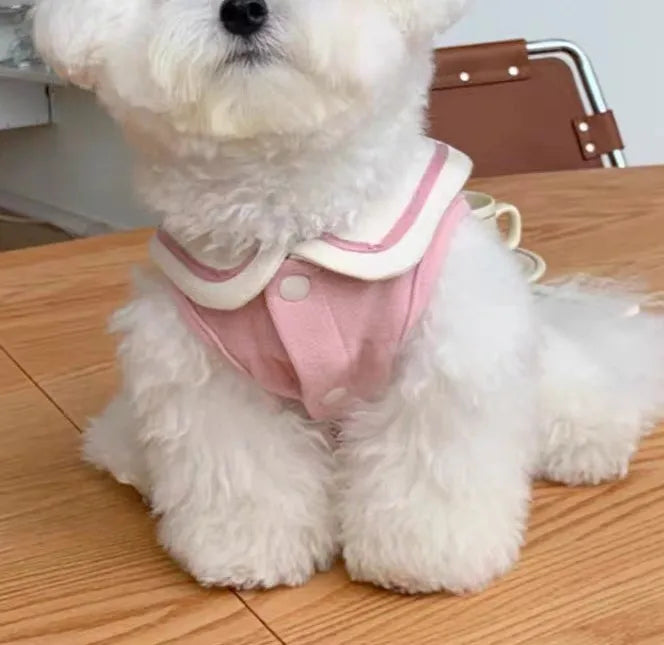 Sailor Collar Stripe Polo Shirt for Small and Medium Dogs Puppy Clothes Sweatshirt Cute Dog Vest T-Shirt