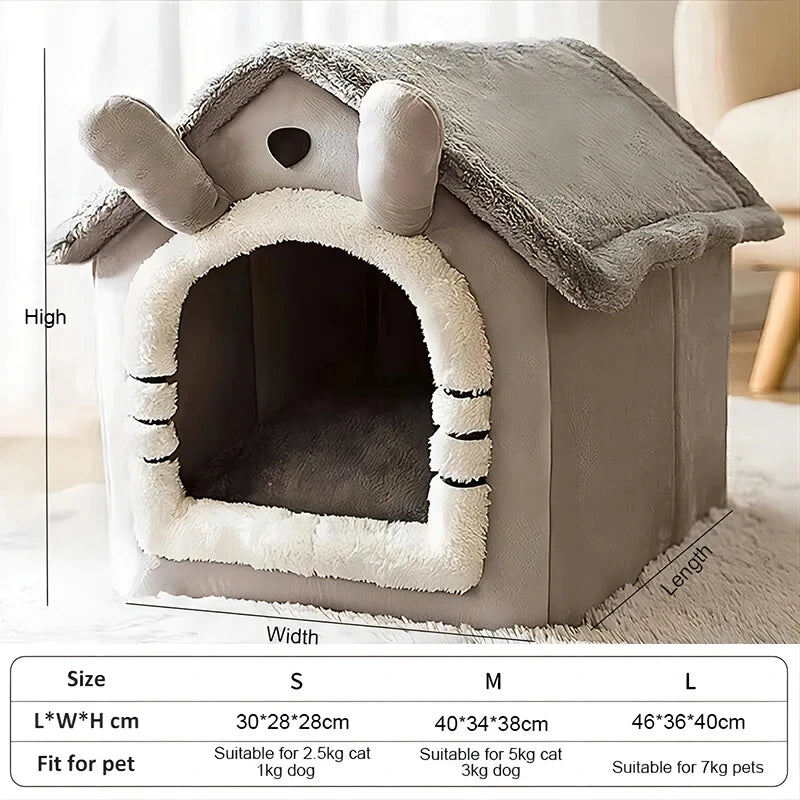 Indoor Soft Pet Tent House, Dog Kennel, Cat Bed with Removable Pad, Warm, Small Medium and Large Pets
