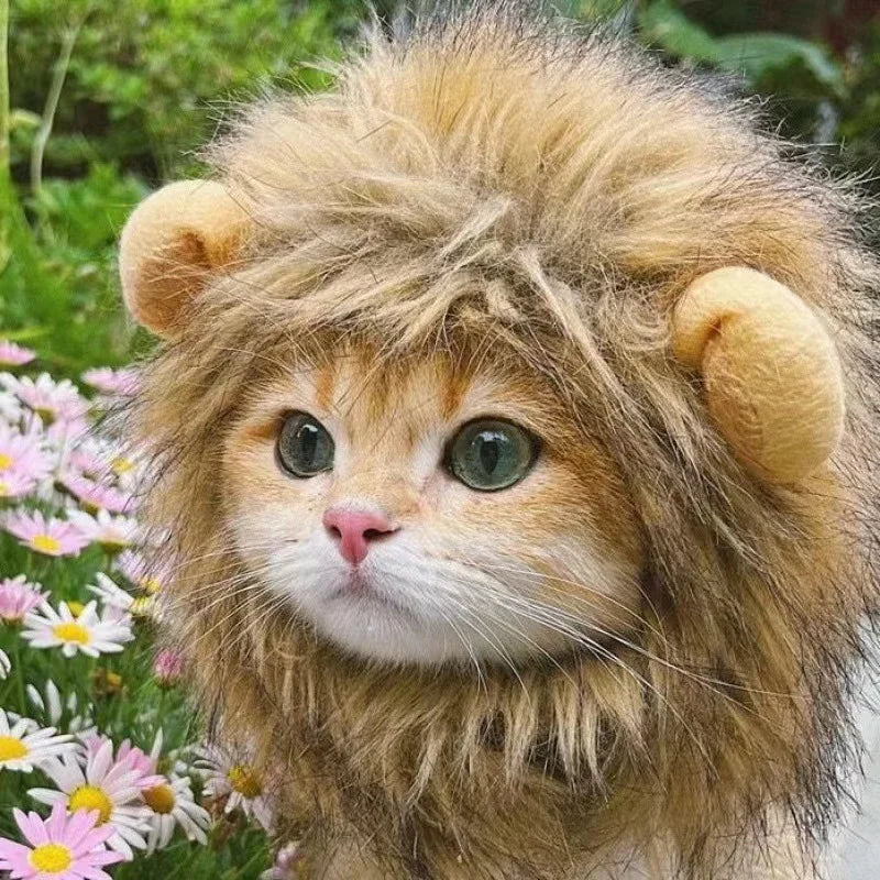Pet Hairpiece Humorous Lion Mane Headgear for Dogs and Cats Adjustable Costume Accessories for Fun Dress-up and Play