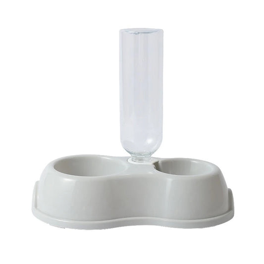 Pet Cat Bowl Automatic Feeder Water Dispenser Dog Cat Food Bowl with Drinking Raised Stand Double Dish Bowls for Cats Dogs Pet