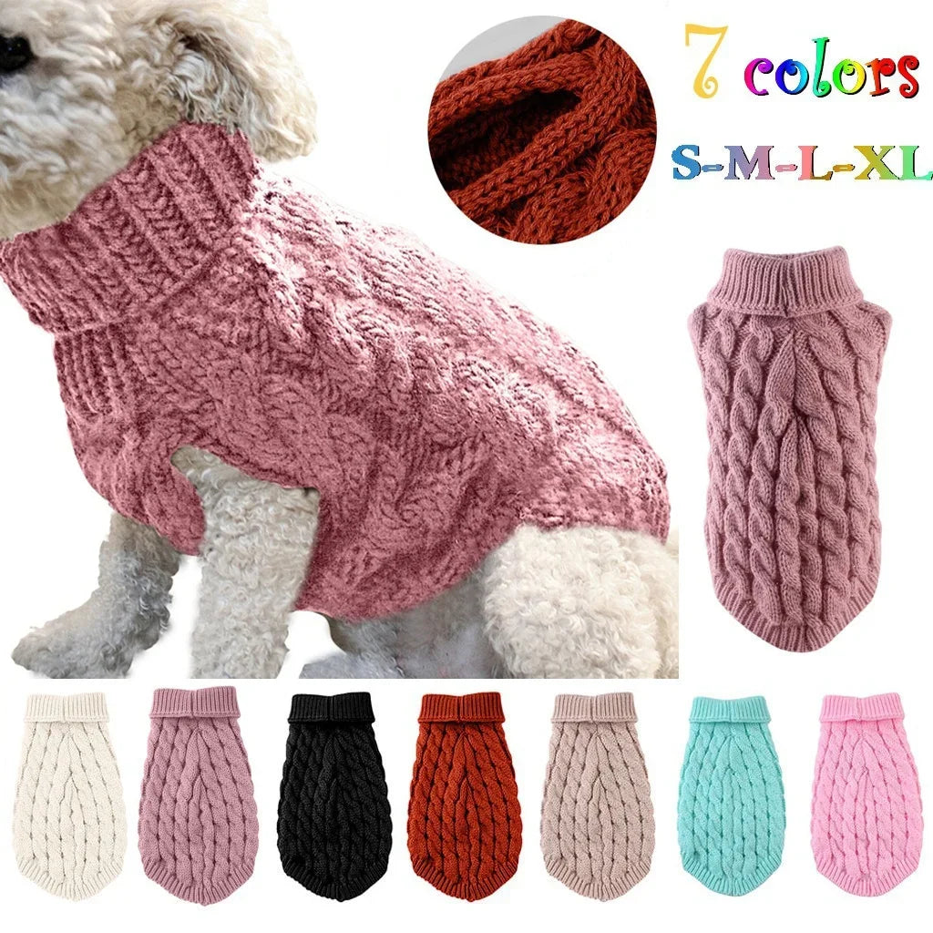 Warm Dog Cat Sweater Clothing Winter Turtleneck Knitted Pet Cat Puppy Clothes Costume For Small Dogs Cats Chihuahua Outfit Vest