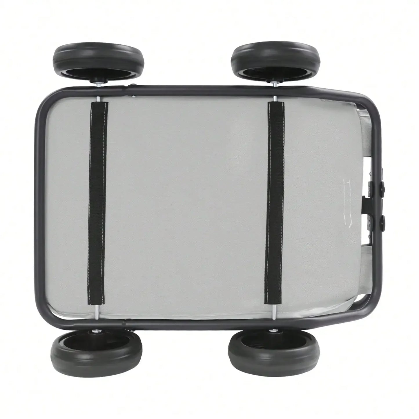 Gray Foldable Dog Stroller Portable Adjustable Pull Rod Pet Travel Carrier Cart Shock-Absorbent Smooth-Rolling for Small Pets