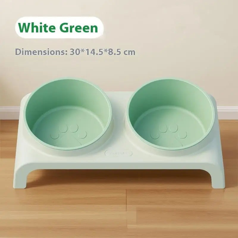 【E】Food Feeders Pet Cat Double Bowls Feeder Adjustable Height Cats Dogs Drinker Water Bowl Dish Elevated Feeding Kitten Supplies