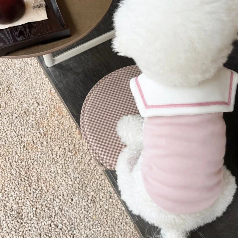 Sailor Collar Stripe Polo Shirt for Small and Medium Dogs Puppy Clothes Sweatshirt Cute Dog Vest T-Shirt