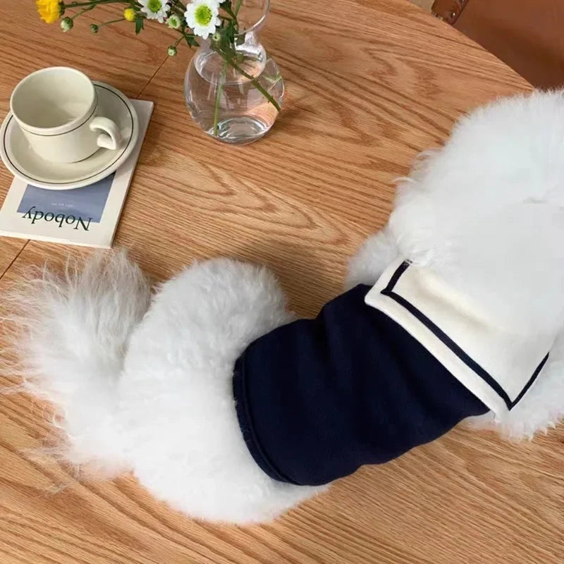 Sailor Collar Stripe Polo Shirt for Small and Medium Dogs Puppy Clothes Sweatshirt Cute Dog Vest T-Shirt
