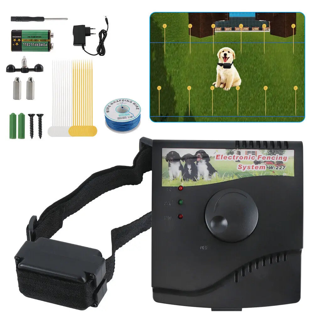Electric Dog Fence System Pet Containment Shock Collar Yard Garden Waterproof
