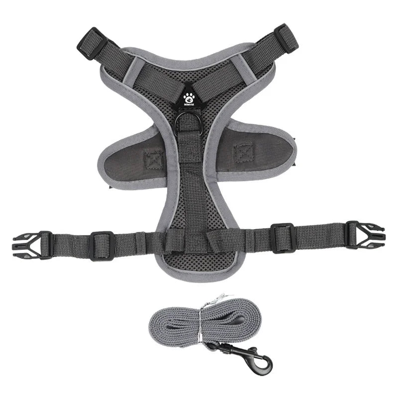 No Pull Dog Harness and Leash Set Adjustable Pet Harness Vest for Small Dogs Cats Reflective Dog Chest Strap Lead Walking