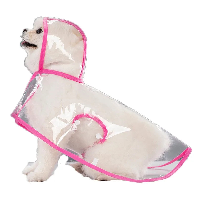 Dogs going out, transparent waterproof raincoat with hat pet raincoat