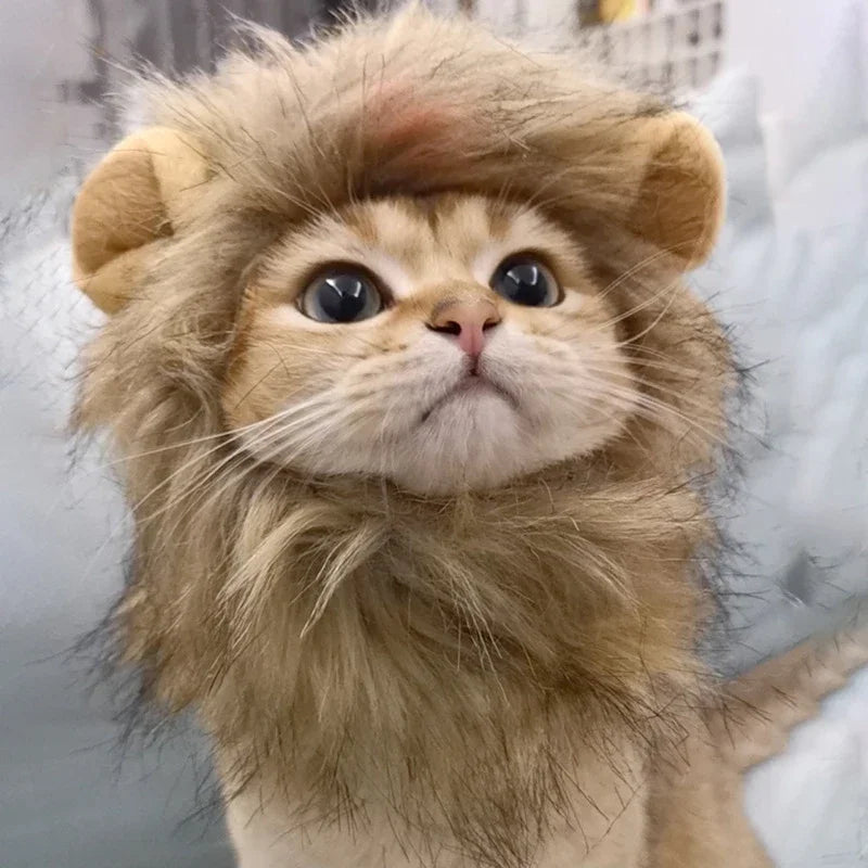 Pet Hairpiece Humorous Lion Mane Headgear for Dogs and Cats Adjustable Costume Accessories for Fun Dress-up and Play
