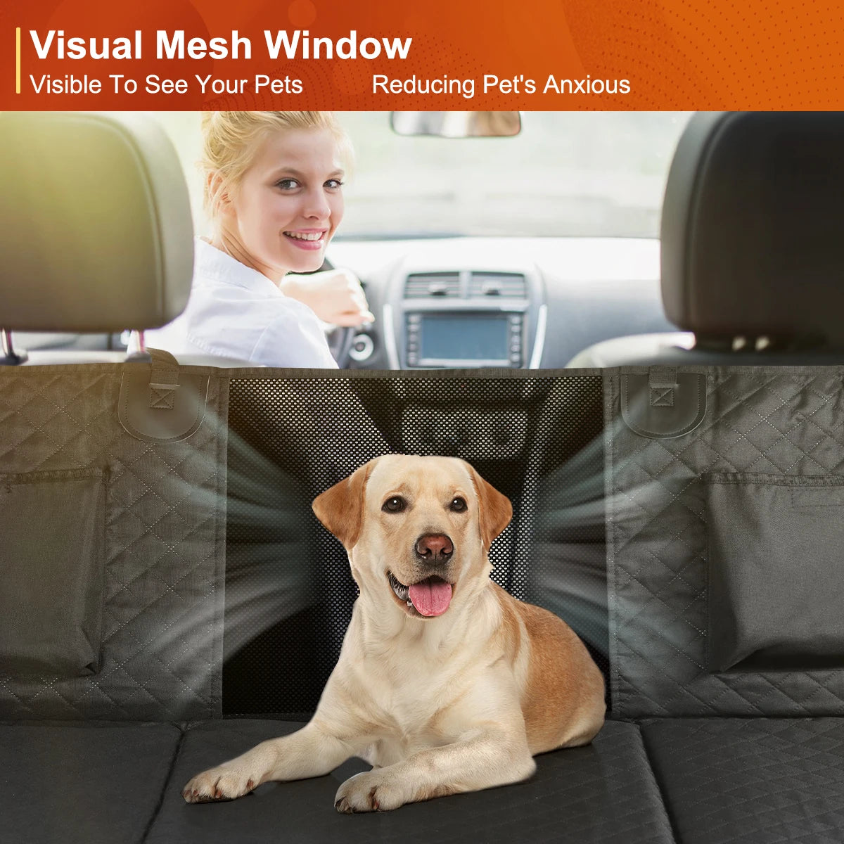 Dog Car Back Seat Extender Pet Backseat Cover Protector Hammock Carrier Mat Waterproof Seat Safety Cover Hard Bottom for Dogs