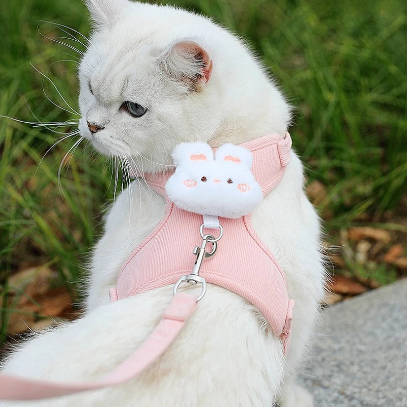 Adjustable Cat Harness Leash for Outdoor Travel Walking Soft and Breathable Pet Harnesses for Cat Kitten Puppy