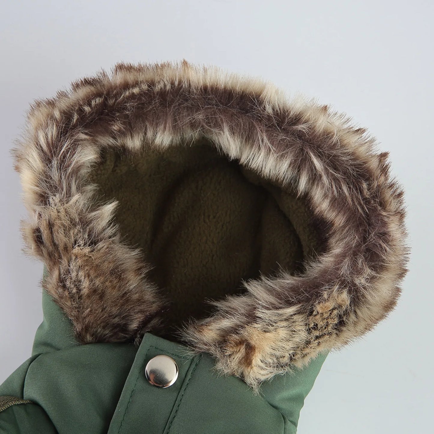 Winter Hooded Dog Coat with Reflective Strap Windproof Warm Pet Jacket with Flannel Lining Faux Fur Hood & Pocket for Small Dogs