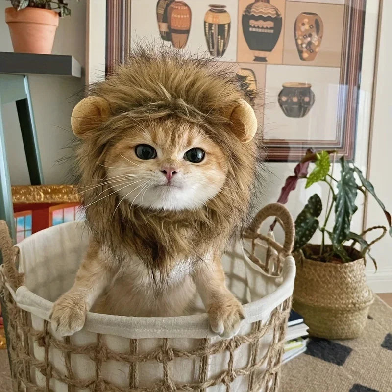 Pet Hairpiece Humorous Lion Mane Headgear for Dogs and Cats Adjustable Costume Accessories for Fun Dress-up and Play