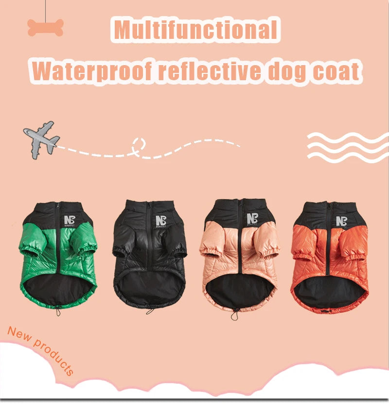 Winter Pet Dog Clothes Reflective Big Dog Jacket French Bulldog Chihuahua Puppy Warm Coat for Small Medium Dogs Clothing