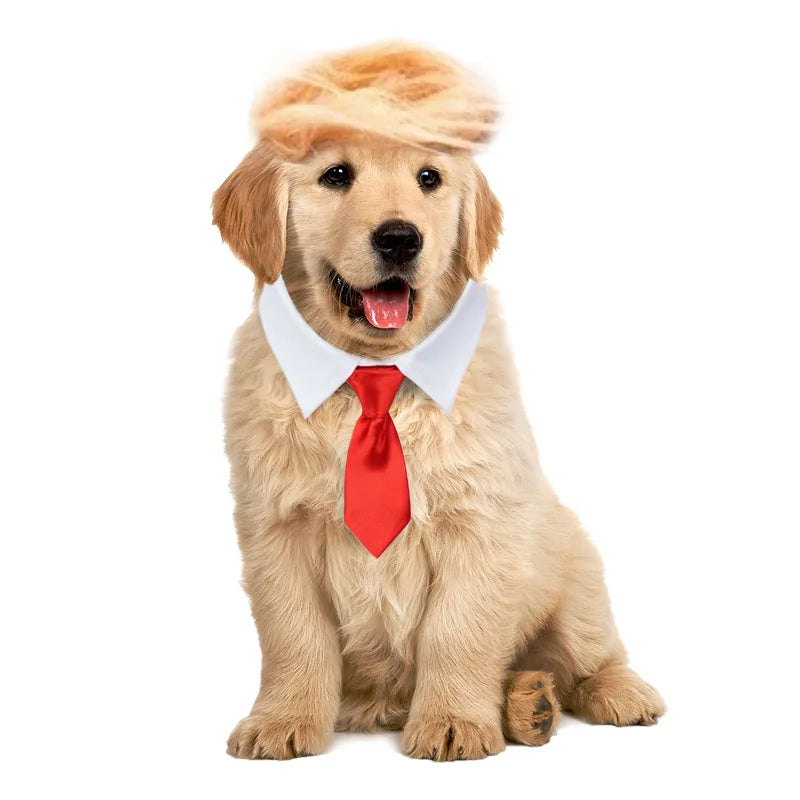 Funny Cosplay Dog Wig - Blonde Fluffy Hairstyle for Halloween Christmas Pet Props