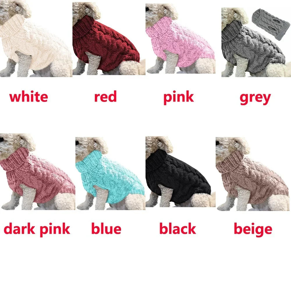 Warm Dog Cat Sweater Clothing Winter Turtleneck Knitted Pet Cat Puppy Clothes Costume For Small Dogs Cats Chihuahua Outfit Vest