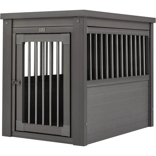 Furniture Style Pet Kennel - Convertible End Table for Small to XL Dogs, Durable Grey Crate with Tool-Free Assembly