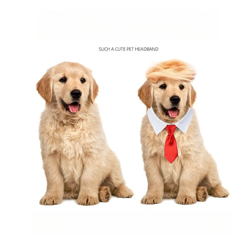 Funny Cosplay Dog Wig - Blonde Fluffy Hairstyle for Halloween Christmas Pet Props
