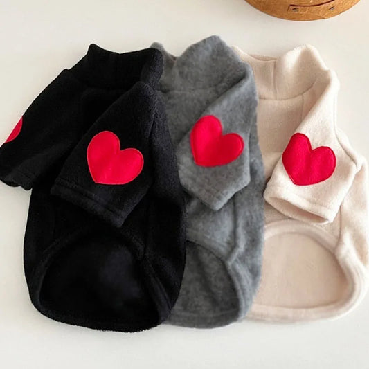 Autumn Winter Plush Love Sweater Pet Dog Cat Solid Base Coat Puppy Teddy Yorkshire Thickened Warm Clothing Lovely Clothes