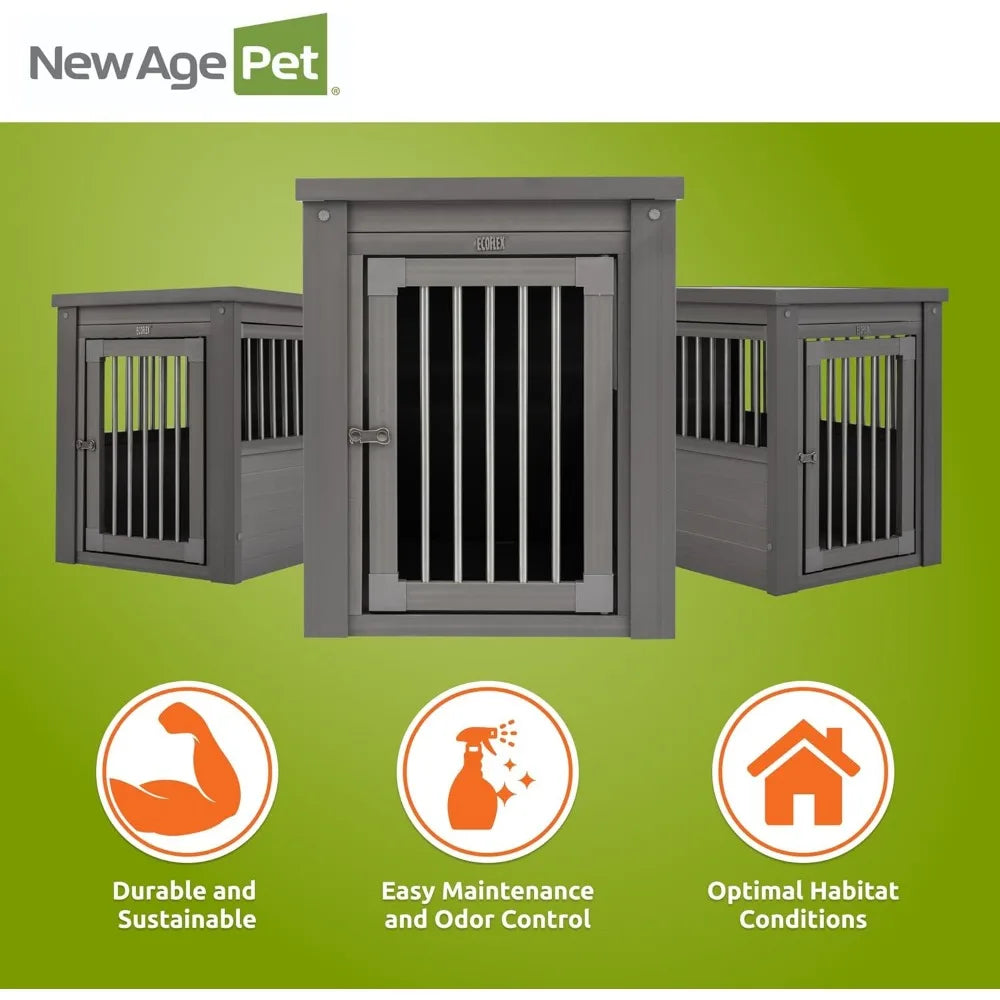 Furniture Style Pet Kennel - Convertible End Table for Small to XL Dogs, Durable Grey Crate with Tool-Free Assembly