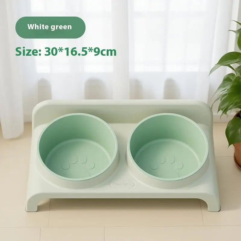 【E】Food Feeders Pet Cat Double Bowls Feeder Adjustable Height Cats Dogs Drinker Water Bowl Dish Elevated Feeding Kitten Supplies