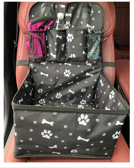 Dog Car Seat with Storage Pockets,Travel Dog Car Seat Cover Folding Hammock Dog Car Seat Basket for Small Medium Dogs