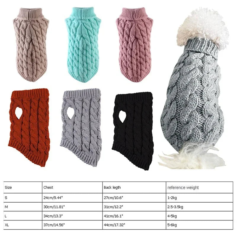 Warm Dog Cat Sweater Clothing Winter Turtleneck Knitted Pet Cat Puppy Clothes Costume For Small Dogs Cats Chihuahua Outfit Vest