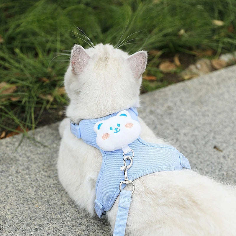 Adjustable Cat Harness Leash for Outdoor Travel Walking Soft and Breathable Pet Harnesses for Cat Kitten Puppy