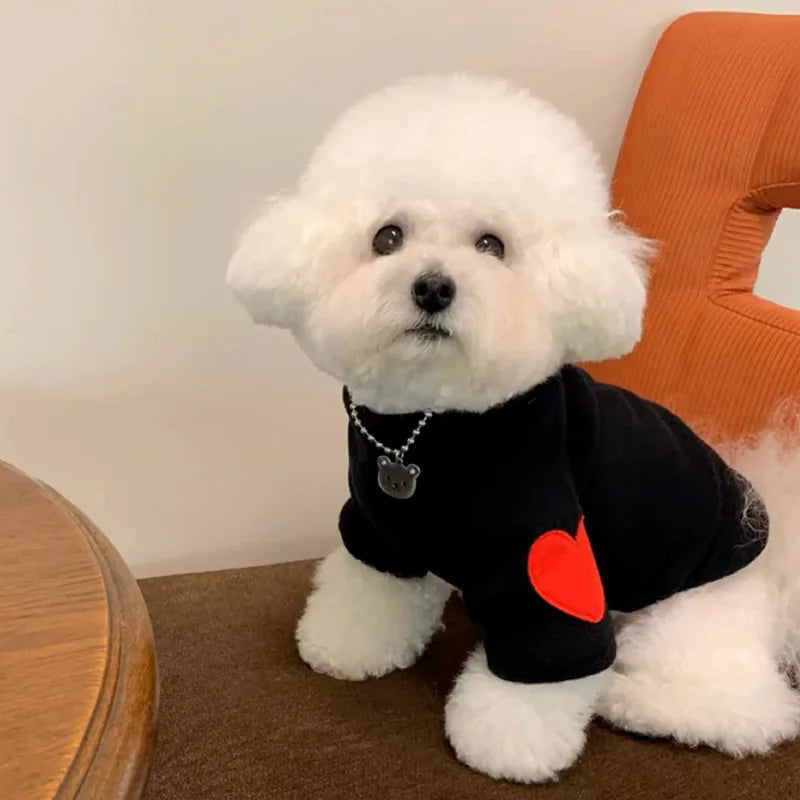 Autumn Winter Plush Love Sweater Pet Dog Cat Solid Base Coat Puppy Teddy Yorkshire Thickened Warm Clothing Lovely Clothes