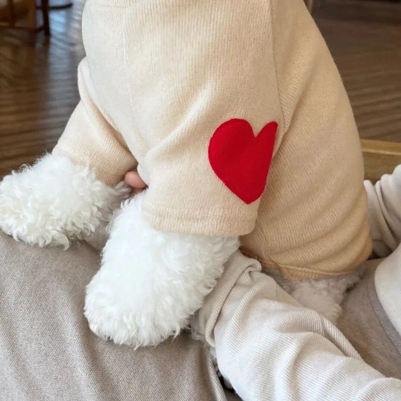 Autumn Winter Plush Love Sweater Pet Dog Cat Solid Base Coat Puppy Teddy Yorkshire Thickened Warm Clothing Lovely Clothes